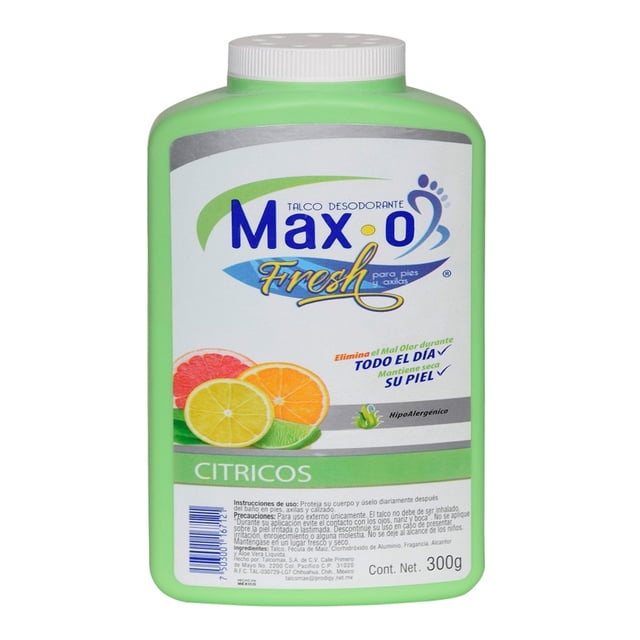Talco desodorante Max-O-Fresh citricos para pies y axilas 300 g