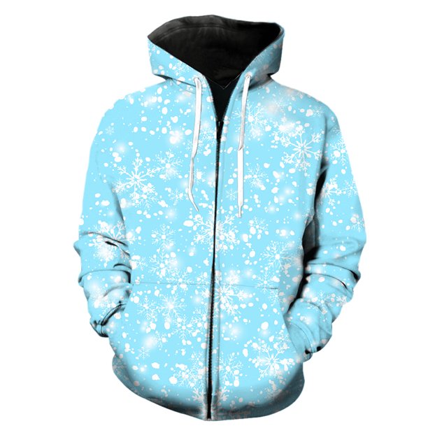 Sudadera con capucha y cremallera para hombre, diseño de copos de nieve de invierno, moda 2024, gran oferta, chaquetas de gran tamaño con capucha, informal, estampado 3D, ropa de calle unisex