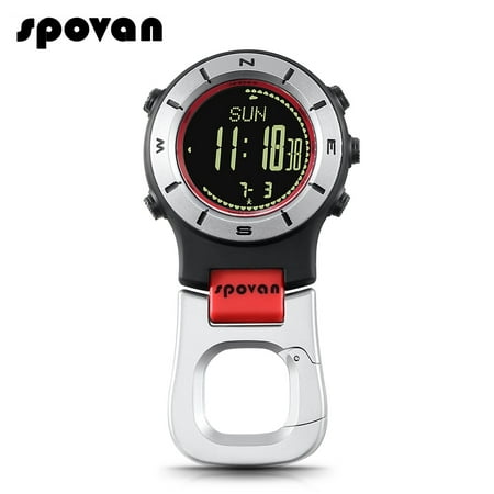 SPOVAN Smart Watch Altimeter Barometer Compass LED Clip Watch Sports Watches Fishing Hiking Climbing Pocket (Best Smartwatch For Hiking)