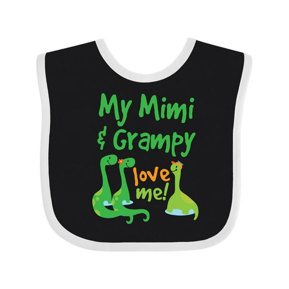 Inktastic Mimi and Grampy Love Me Grandson Dinosaur Boys Baby Bib