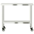 thumbnail image 3 of vidaXL Kitchen Work Table with Wheels 43.3"x21.7"x33.5" Stainless Steel, 3 of 10