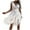 Beige, variant on Mesh Dress for Women Trendy Lace Patchwork Short Sleeve V Neck Mini Sundress Swing Tunic Backless Solid Color Party Dresses