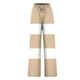 thumbnail image 5 of Women's Wide Leg Pants Elastic High Waist Drawstring Print Trousers Casual Loose Stylish Clothes With Pockets (3XL, Khaki-A), 5 of 5
