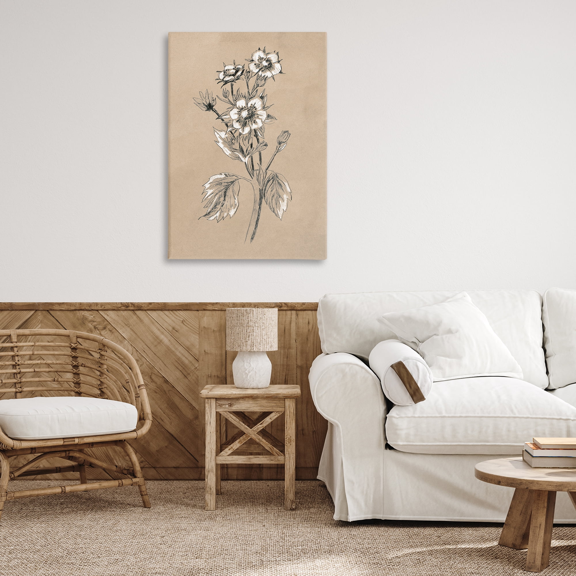 Stupell Industries Apple Blossom Drawing Botanical & Floral Drawing Gallery Wrapped Canvas Art Print Wall Art, 24 x 36