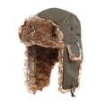 thumbnail image 1 of Chapeau Trappeur - Chapeau d'Aviateur Trooper d'Hiver à Cache-Oreilles - Convient aux Hommes Femmes Vert Armée, 1 of 8