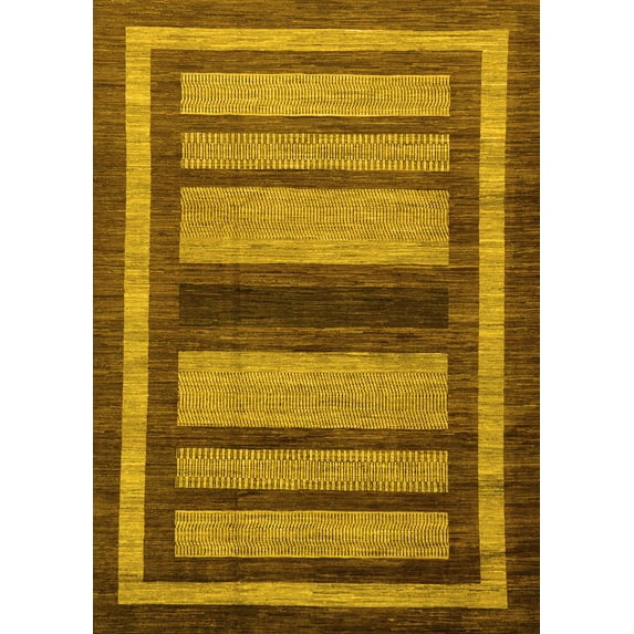 Ahgly Company Indoor Rectangle Abstract Yellow Modern Area Rugs, 3' x 5'