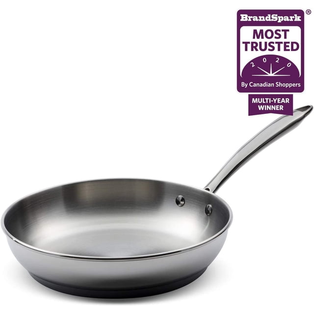 Lagostina Poêle en Acier Inoxydable 26cm, Argent - Acier Lourd 18/10, Poignée Rivetée Contournée, Lavable au Lave-Vaisselle et au Four