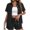 Black, variant on Laqbezok Women's Waffle Knit 2-Piece Set, Casual Short Sleeve Button Down Shirt and High Waisted Drawstring Shorts Outfit, Textured Summer Lounge Set with Pockets