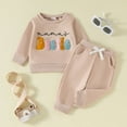 thumbnail image 2 of Baby Clothes For Girls Fall Clothes For Toddler Girls Toddler Baby Girl Fall Winter Clothes Embroidered Letter Graphic Crewneck Sweatshirt + Joggers Pants Outfits Set Beige 2-3 Years, 2 of 9