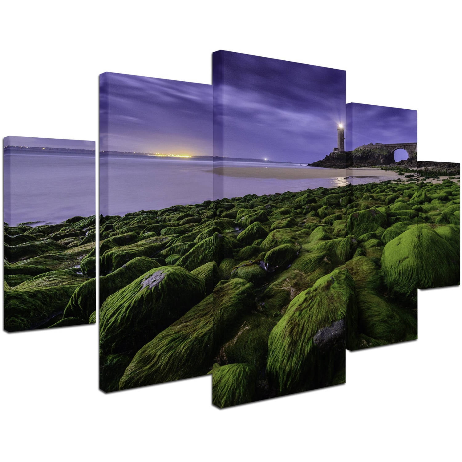Trademark Fine Art "Full Moon in Brittany" Canvas Art by Mathieu Rivrin 5-Piece Multi-Panel Art Set