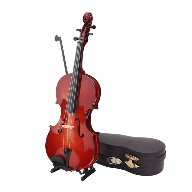ziyahi Plastic Miniature Musical Instrument Tiny Violin Model Exquisite Decorative Gift Home And Office Decoration Delicate Brown 7cm