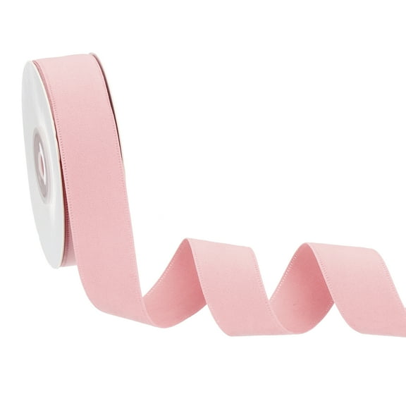 Double Face Velvet Ribbon for Gift Wrapping, 1 Inch x 10 Yard Velvet Wired Vintage Trim Ribbons, Light Pink