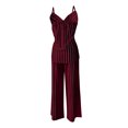 thumbnail image 5 of HAYIMI Womens Summer Outfits Sets 2 Pieces Striped Outfit Sleeveless Casual Tank Tops With High Neck And Matching Trousers Solid Color Versatile Clothes Sets, 5 of 5