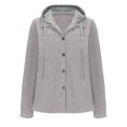 thumbnail image 4 of Fashion Plus Size Hooded Coats for Womens Winter Warm Casual Solid Color Button Corduroy Hooded Cardigan Jacket Pocket Jacket Long Sleeved Top, 4 of 6