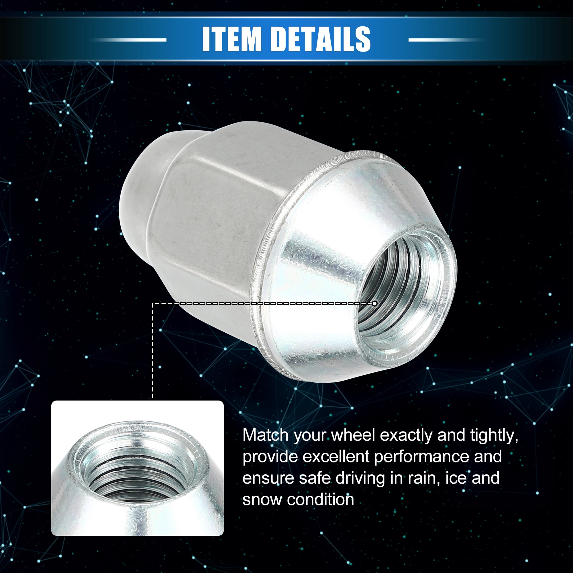 Unique Bargains 20 Pcs M12 x 1.5 Wheel Lug Nuts for Chevrolet Malibu Impala for Buick Encore Silver Tone Tire Lugnuts