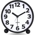 thumbnail image 1 of Silent Analog Alarm Clock,Black Metal Large 3D Digits,Non Ticking Table Clock with Night Light Bedside Alarm Clock 10.8cm, 1 of 4