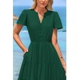 thumbnail image 4 of Vestido PRETTYGARDEN para mujer, midi, casual, cuello en V, verano, con bolsillos, 4 of 9