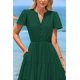 thumbnail image 4 of Vestido PRETTYGARDEN para mujer, midi, cuello en V, cuello en V, volantes y bolsillos, 4 of 9