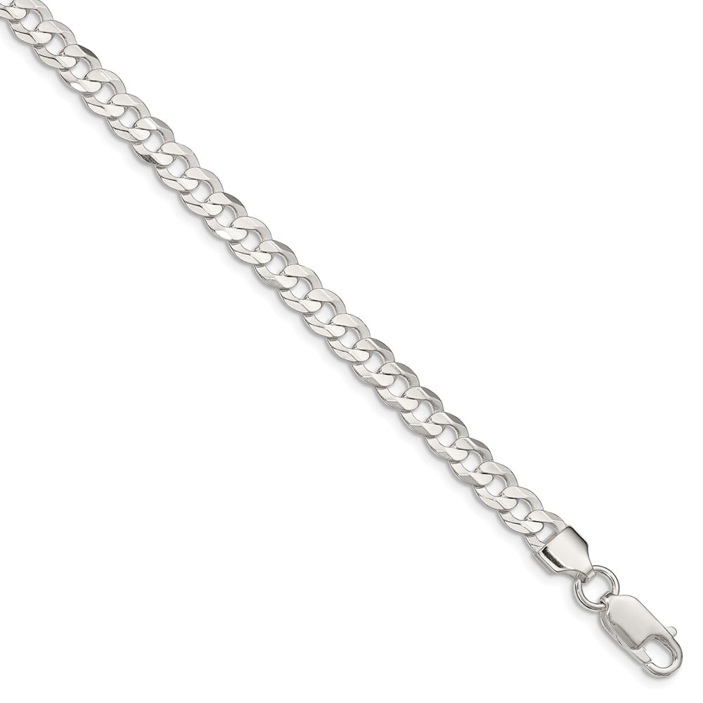 with Secure Lobster Lock Clasp Solid 925 Sterling Silver 4.5mm Beveled Cuban Curb Chain Necklace