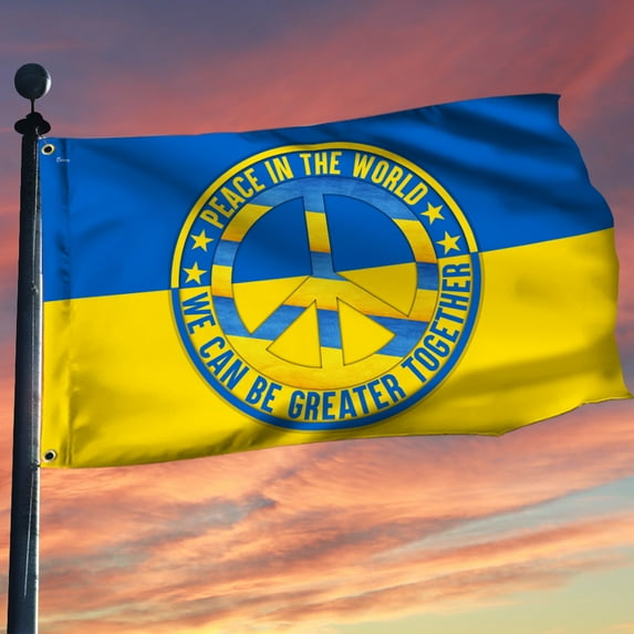 Flagwix Peace In The World Ukraine Grommet Flag THN3779GFv2 - 3x5 ft., With Flag Pole Rings