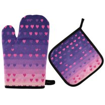 Yayeee Oven Mitts and Pot Holder Set of 4 Heat Resistant Kitchen Gloves Baking Hot Pad, Gradient Love