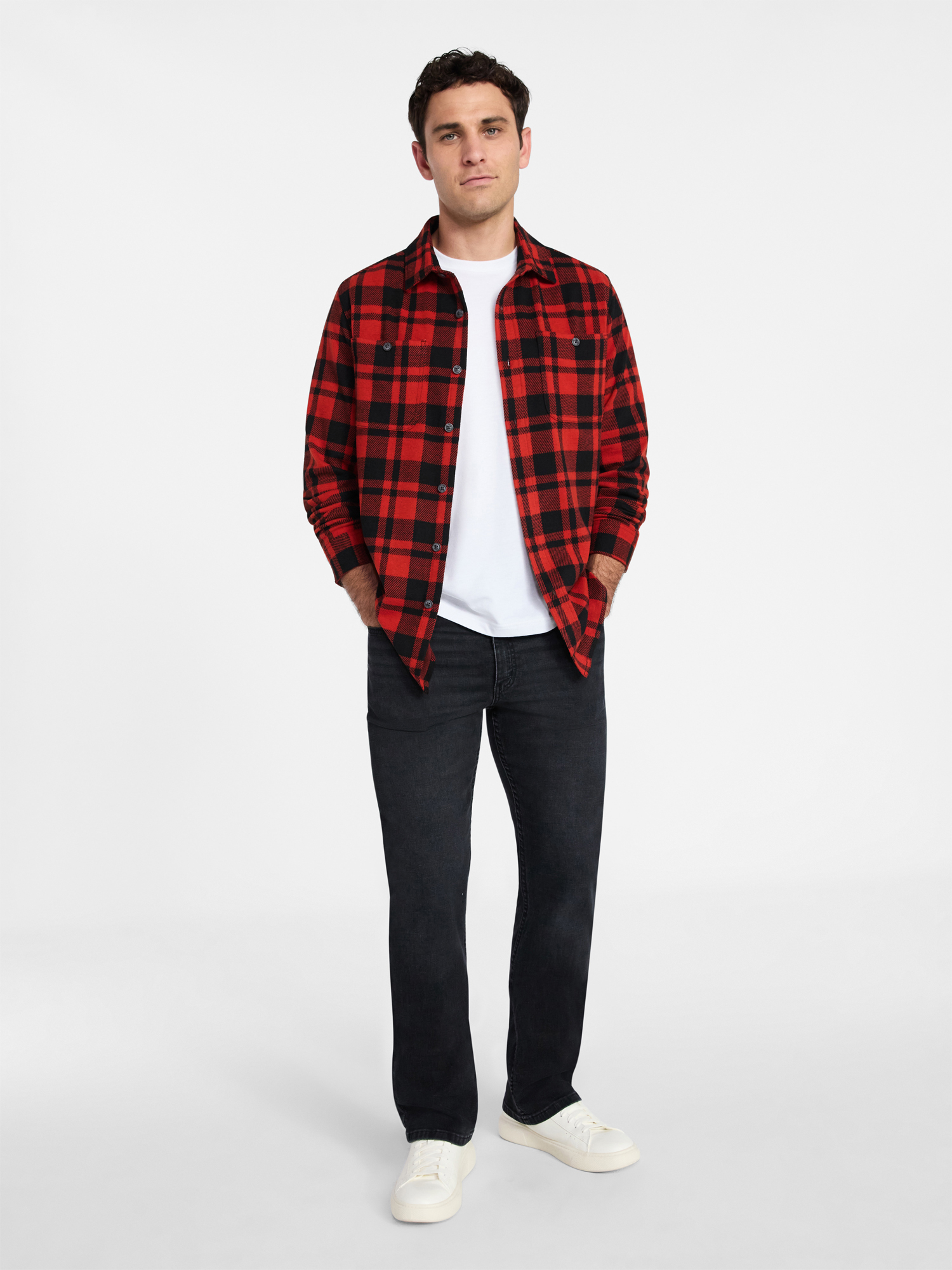 George Men's & Big Men's Knit Overshirt with Long Sleeves, Sizes S-3XL