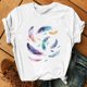thumbnail image 4 of Blusas de Primavera para las Mujeres Crewneck Pluma Impresión Camiseta 95% Poliéster 5% Spandex, Moda Cómodo Top para las Mujeres de Uso Diario Y de Fiesta, 4 of 9