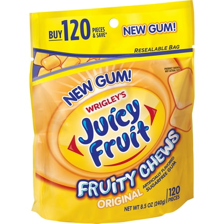 Hot Chewing Gum - (2 Pack) Juicy Fruit Gum, Fruity Chews, Sugarfree Chewing Gum, Resalable Bag, 120 Pieces