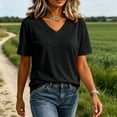 thumbnail image 6 of hoksml Women Heather V Neck Short Sleeve T Shirt Loose Curved Hem Basic Casual Tee for Summer Daily Beach, 6 of 6