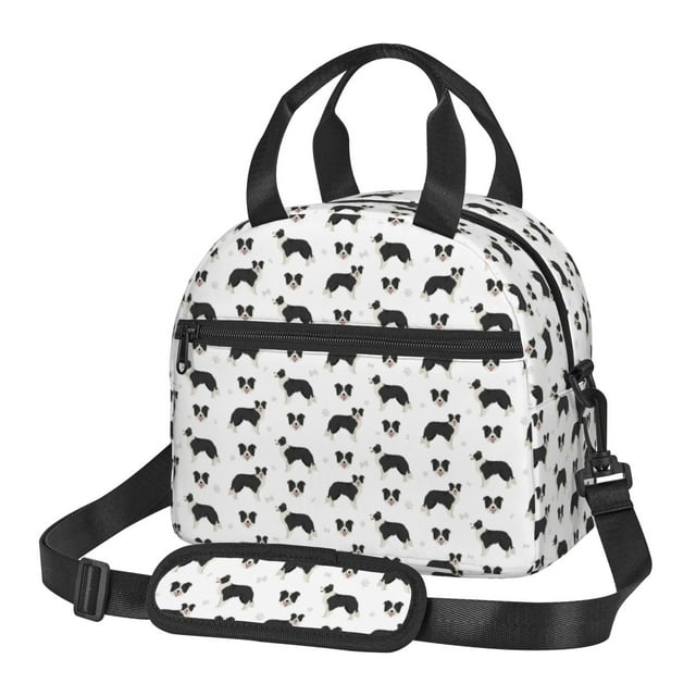 Fotbe Border Collie Dog Pattern Lunch Bag ,Insulated Lunch Box, Small Leakproof Cooler Food Lunch Containers Reusable High Capacity Lunch Tote Bags