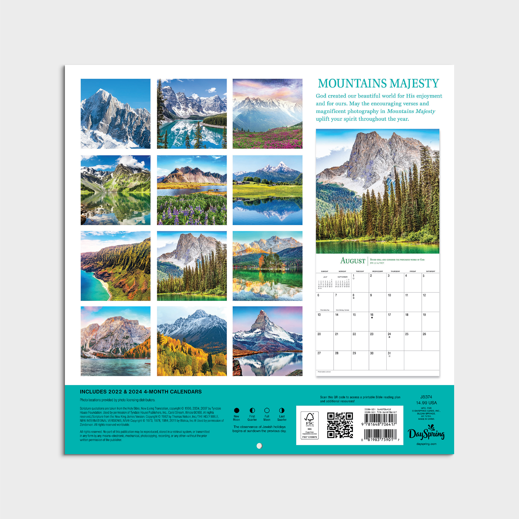 2023-12 Month Calendar- Mountains 12x12 Hanging Wall Calendar by DaySpring