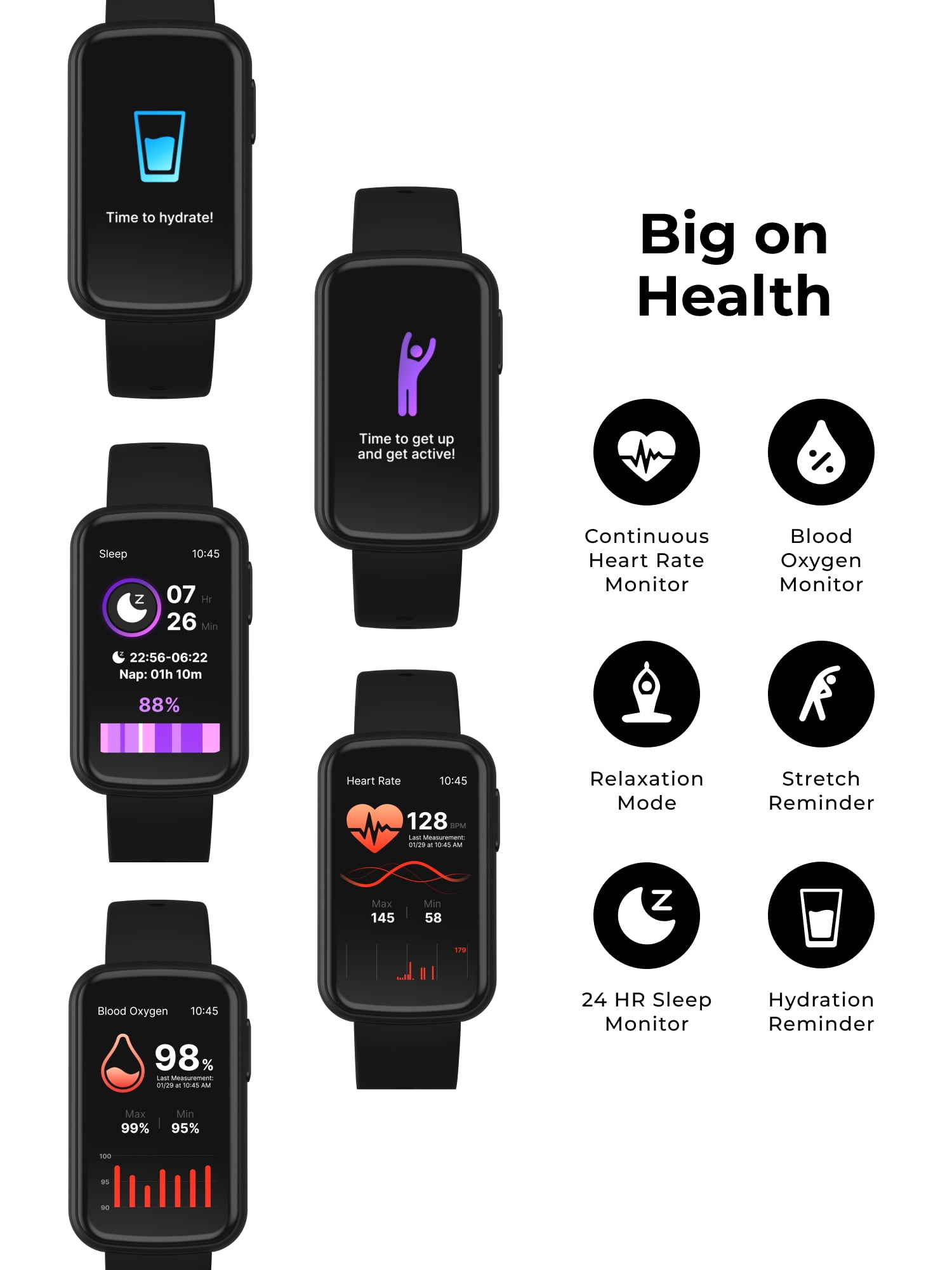 iTech Active 4 Unisex Adult Smartwatch Fitness Tracker, Blush, Silicone Strap