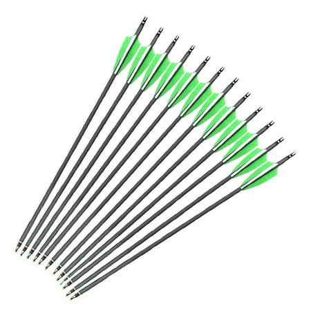 US 12Pcs 30 inch Carbon Arrows Spine 500 Removable Tips For Compound Bow Hunting