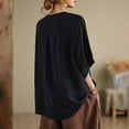 thumbnail image 4 of MIXUE Boho Tops For Women Summer Solid Color V Neck Short Sleeve Loose Fit Casual Tee Shirts Holiday Wear,Black,XXXL, 4 of 6