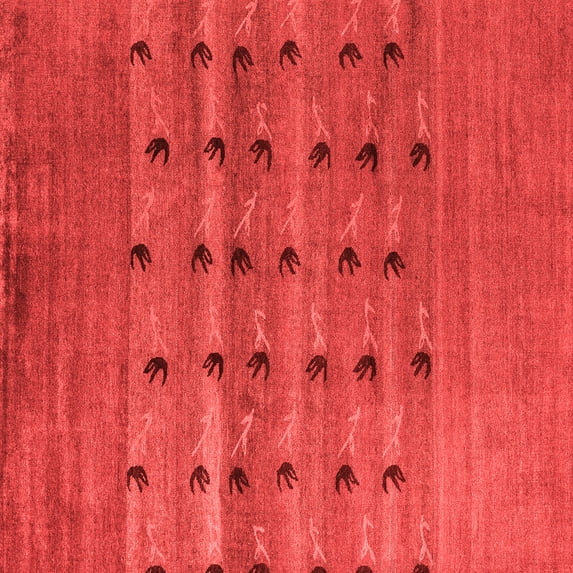 Ahgly Company Indoor Square Abstract Red Modern Area Rugs, 7' Square