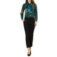thumbnail image 2 of INSPIRE CHIC Women's Floral Contrast Tie Neck Long Sleeve Satin Blouses, 2 of 6