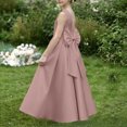 thumbnail image 6 of AHTJRT Bridesmaid Flower Dress for Girl V Back Bowknot Dresses A-Line Crewneck Sleeveless Cute Elegant Wedding Party Gowns Pink 0-1 Years, 6 of 10