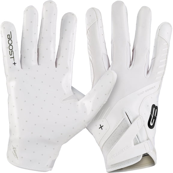 Grip Boost Solid White Stealth 6.0 Boost Plus Youth Football Gloves