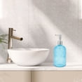 thumbnail image 2 of Unique Bargains 1 Pc Durable Vertical Stripes Soap Dispenser 13.53oz Blue Silver Tone, 2 of 6