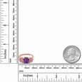 thumbnail image 4 of Gem Stone King 18K Rose Gold Plated Silver Purple Amethyst and Pink Moissanite 3 Stone Engagement Ring for Women (3.10 Cttw, Gemstone February Birthstone, Cushion 8MM, Size 6), 4 of 5