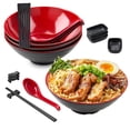 thumbnail image 1 of Taz&oacute;n Para Ramen(sirve 4), Juego Ramen Bowl De 20 Piezas, Vajilla Melamina, Incluye 1.2L Platos Hondos, Palillos, Plato Para Salsa, Cuchara Para Sopa Y Soporte Para Palillos, Vajilla China, 1 of 7