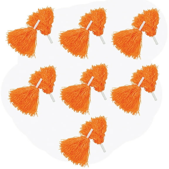 Fun Express 10" Bulk 144 Pieces Orange Team Spirit Cheer Plastic Pom-Poms