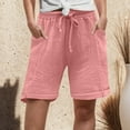thumbnail image 6 of larppty Women Shorts for Seniors Summer Casual High Waisted Drawstring Wide Leg Womens Gauze Short Shorts（Watermelon Red， S）, 6 of 8