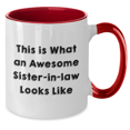 thumbnail image 2 of Funny Sister-in-law Gifts from Friends - Two Tone Coffee Mug with Inspirational Quote, 'This Is What An Awesome Sister-in-law Looks Like' for Sister-in-law on Father's Day, 2 of 4