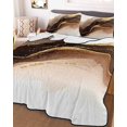 thumbnail image 3 of Quilts Queen Size Bedding Set, Brown Gold Marble Lightweight Quilted Comforter, Modern Simple Abstract Fluid Art Soft Reversible Bedspread Coverlet with Pillow Covers for All Season, 90" x 96", 3 of 7