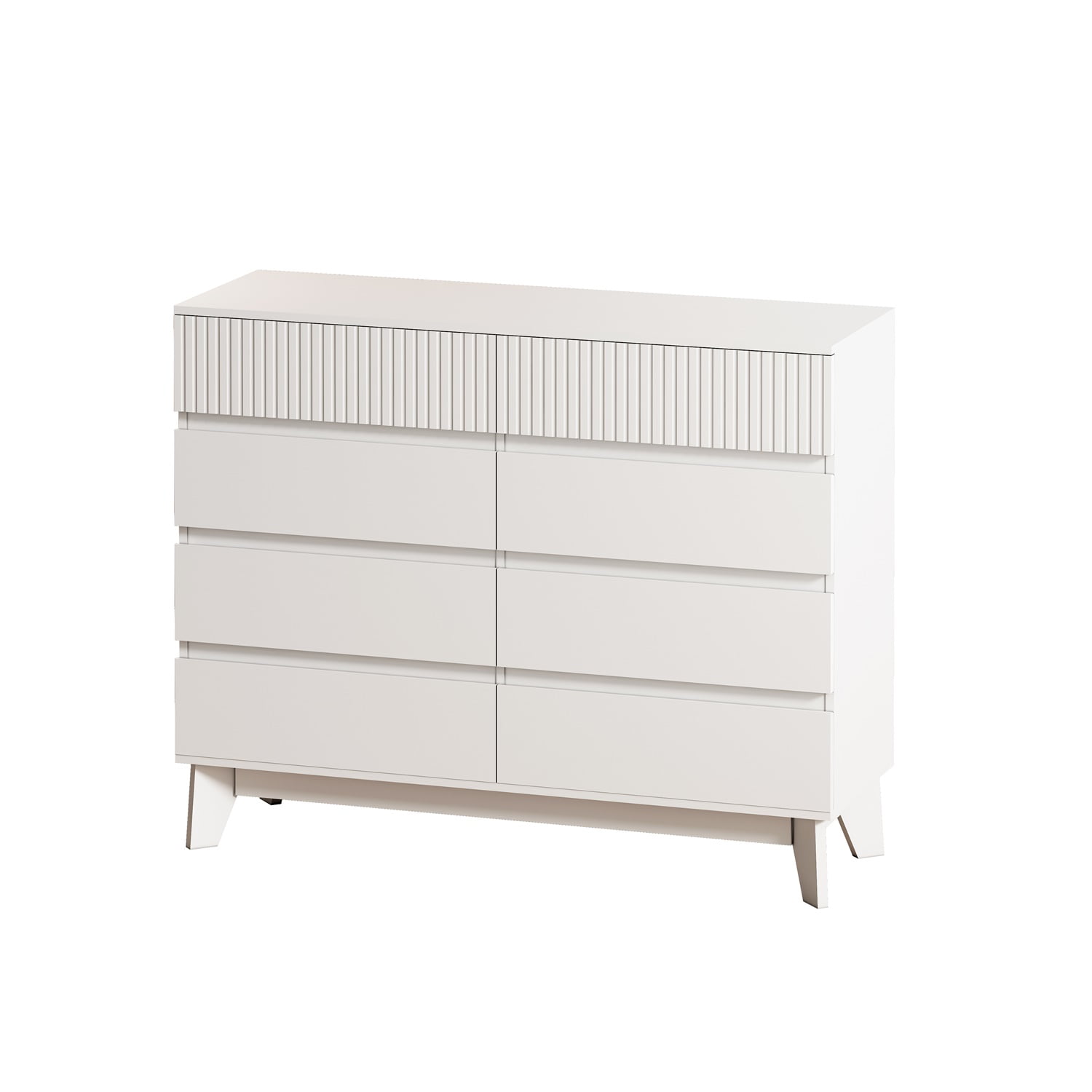 Kadyn 8-Drawer Nursery Dresser, Chest of Drawers with Decorative Finish, White TV Stand, Storage Cabinet for Bedroom
