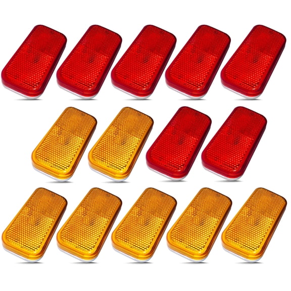 Command Electronics OEM 12V Modern Incandescent RV & Trailer Clearance Light - Made in USA - Durable Design - Surface Mount - Hardware & Connectors Included | White Base - Amber & Red (14 Pack)