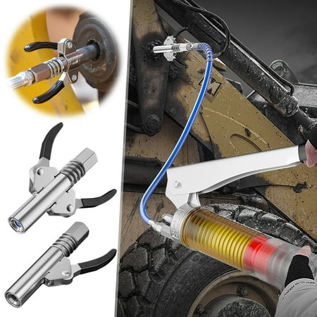 Grease Coupler No Leak Heavy Duty Tip Lock Handle Stainless Steel Injector Nozzle Six-Locking Pawl Double Handle High Pressure 1 Pack
