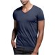 thumbnail image 5 of Blusas y camisas de manga corta con cuello en V para hombre, blusas casuales de verano a la moda de color liso con cuello en V y manga corta para hombre., 5 of 7