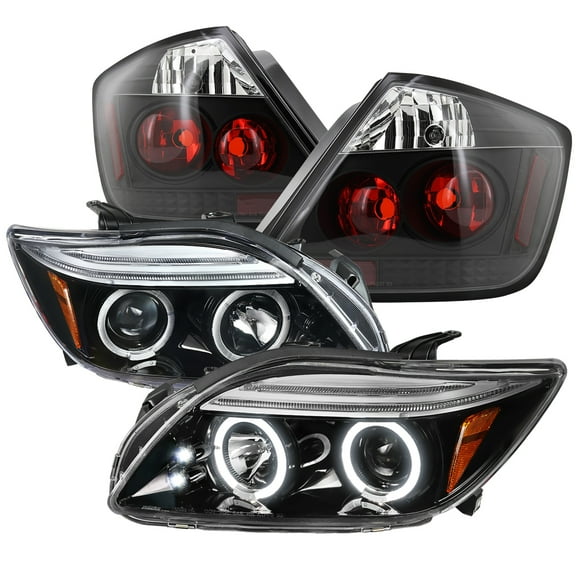 Spec-D Tuning Chrome Clear Halo LED Projector Headlight   LED Fog Lamp Compatible with tC Polished Left   Right Pair Headlamps Assembly